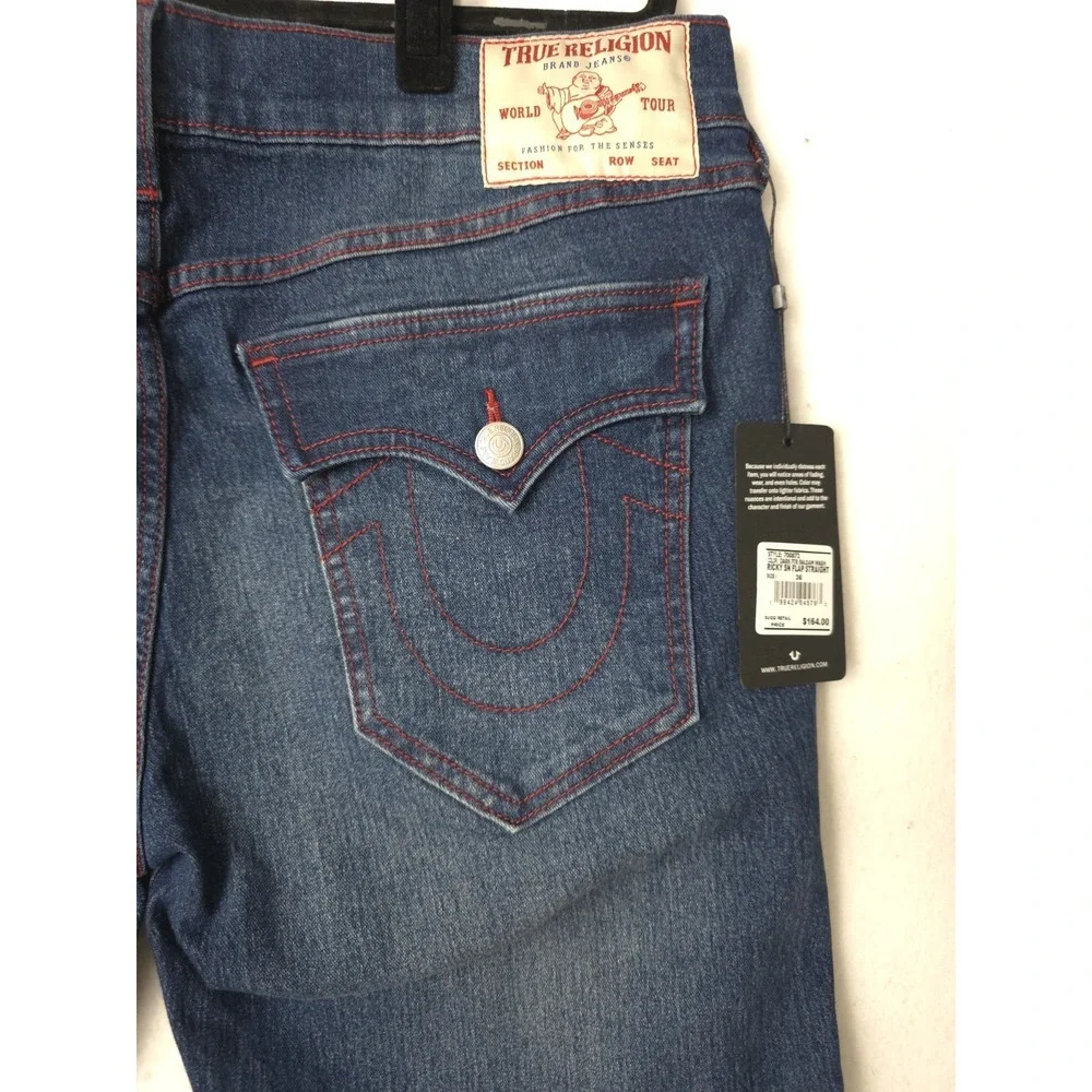 True Religion‎ Ricky SN Flap Straight Style 700872 Dark Fir Balsam Wash Sz 36x34